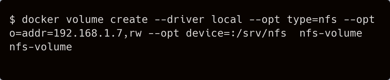 shows the name of the docker volume