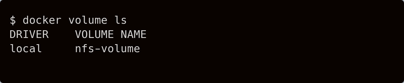 shows the list of available docker volumes